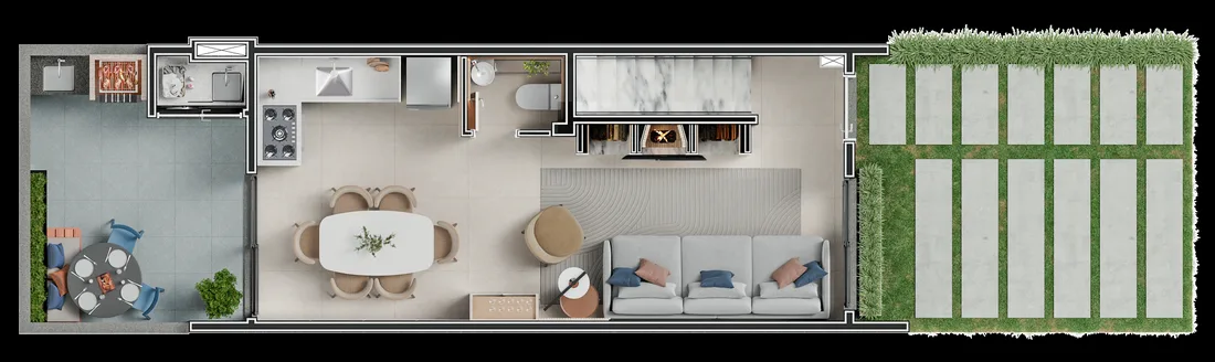 Planta baixa da casa de 3 dormitórios — térreo